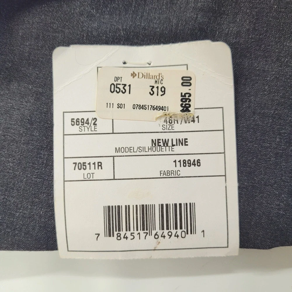 MANI Suit Men's 46R/W41‎ Gray Wool Union Made in USA New Line Dillard's $695
